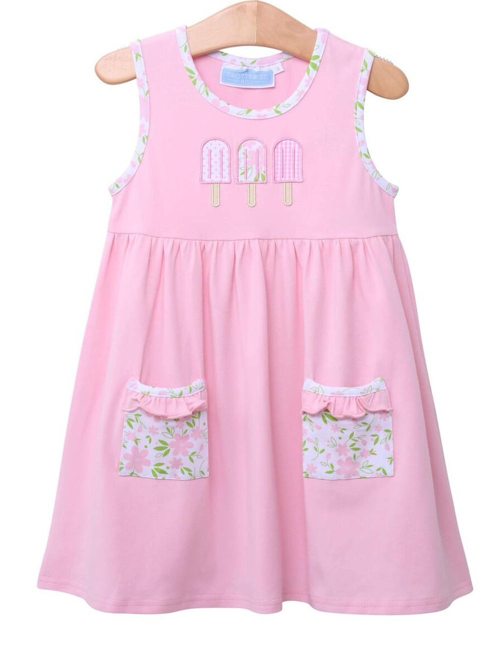Girls Pink Sleeveless Popsicle Pocket Dress -
